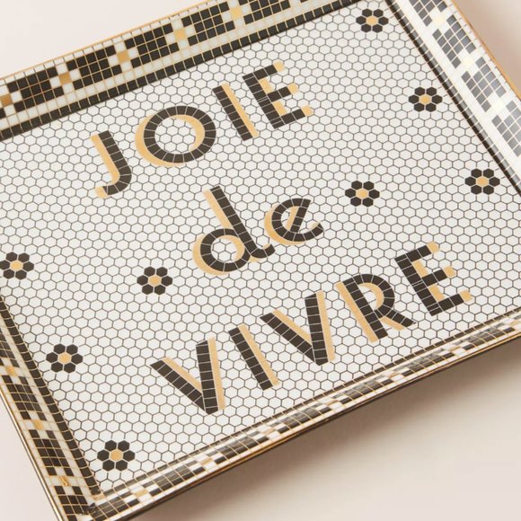 Anthropologie Black and Gold Decorative Tray - Picture 2 of 5